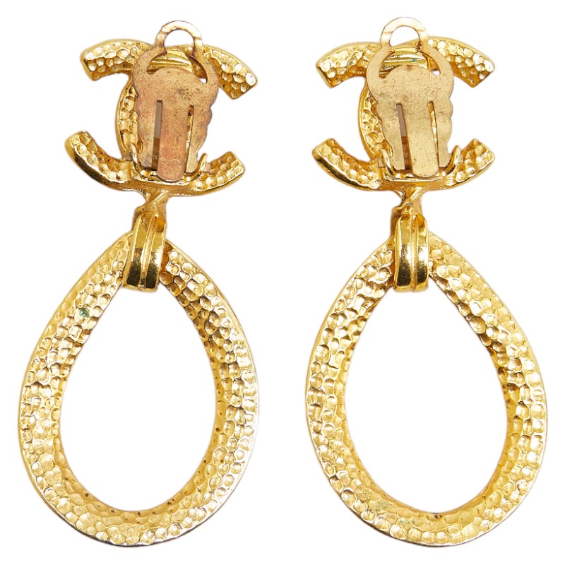Chanel Coco Mark Swing Tear Drop Earrings