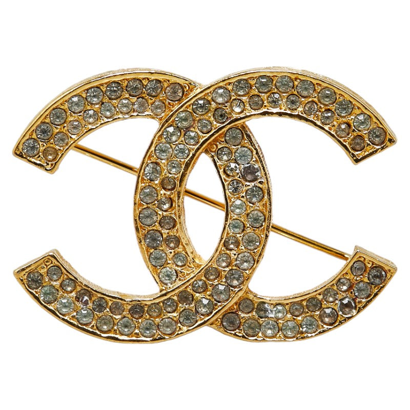 Chanel Coco Mark Brooch Gold Plated Rhinestone