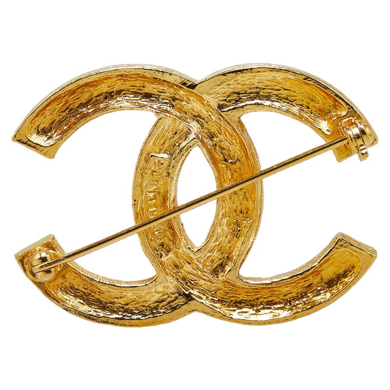Chanel Coco Mark Brooch Gold Plated Rhinestone