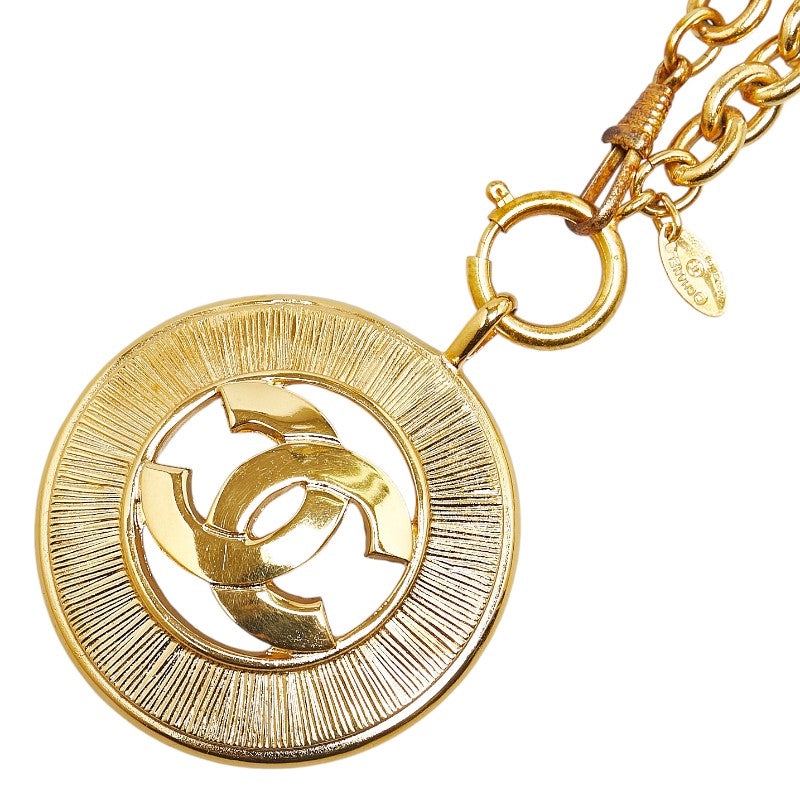 Chanel Coco Mark Round Necklace Gold Plated