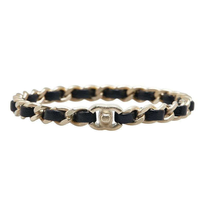 Chanel Coco Mark Mini Turnlock Motif Metal Leather Bracelet