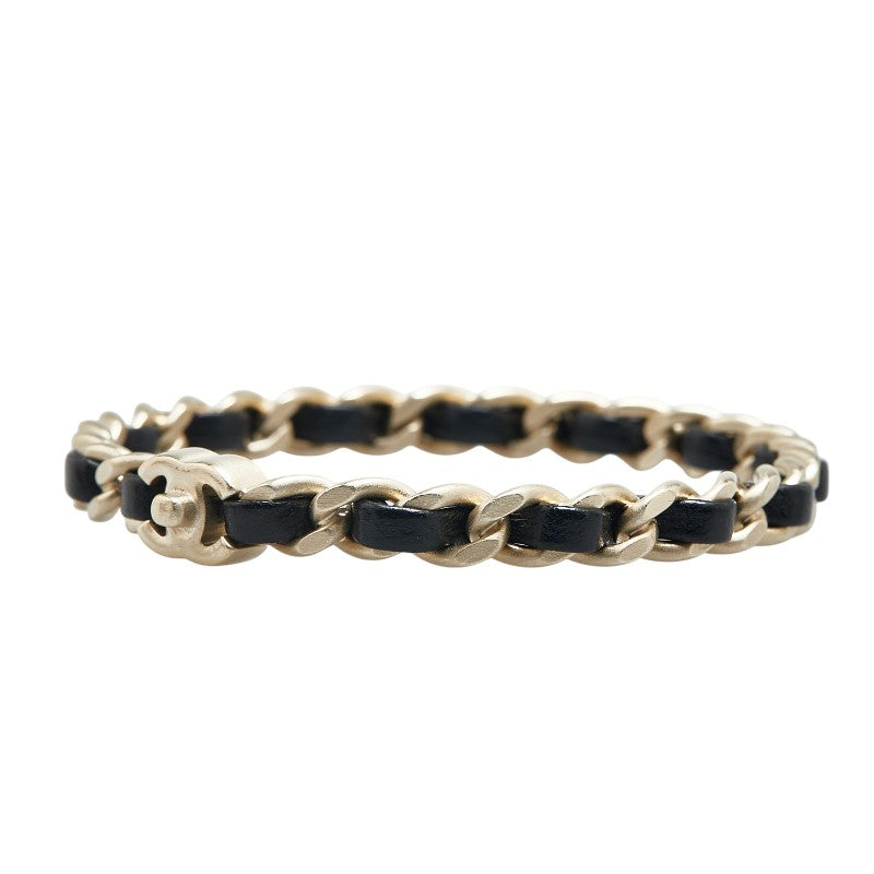 Chanel Coco Mark Mini Turnlock Motif Metal Leather Bracelet