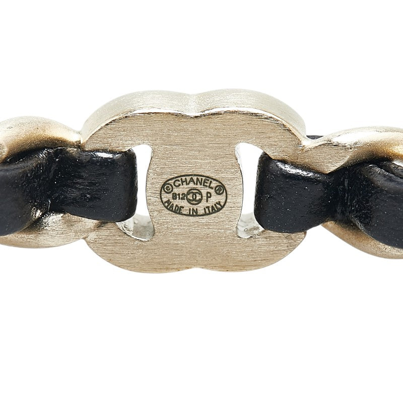 Chanel Coco Mark Mini Turnlock Motif Metal Leather Bracelet