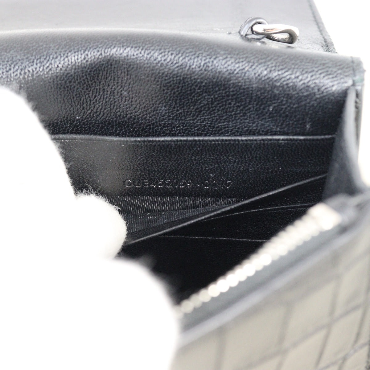 Saint Laurent Kate Tassel Chain Wallet Croc-Embossed