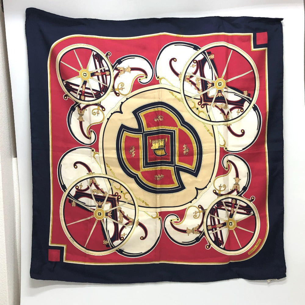 HERMES scarf silk Navy Carre90 George Washington's Carriage Women  d