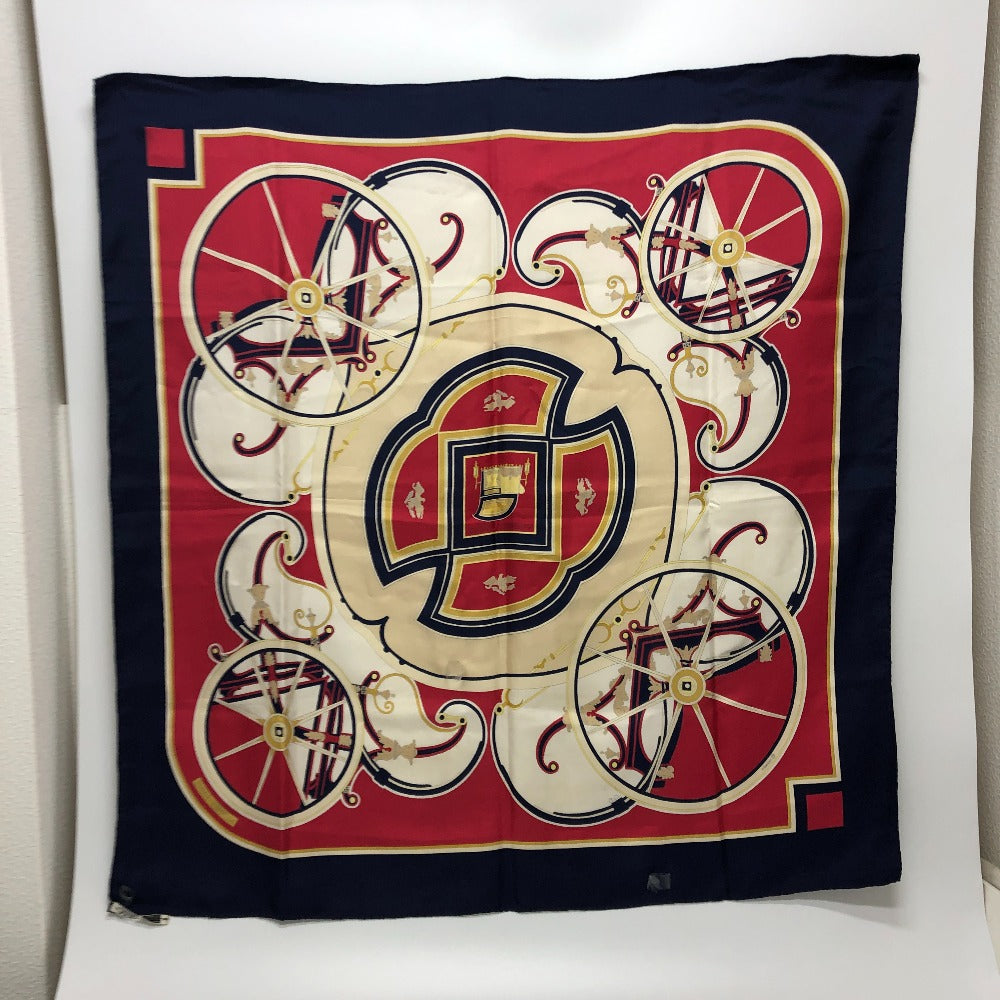 HERMES scarf silk Navy Carre90 George Washington's Carriage Women  d