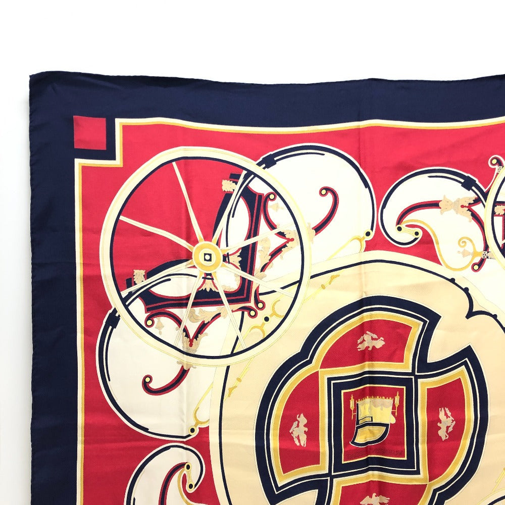 HERMES scarf silk Navy Carre90 George Washington's Carriage Women  d