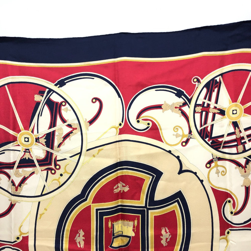 HERMES scarf silk Navy Carre90 George Washington's Carriage Women  d