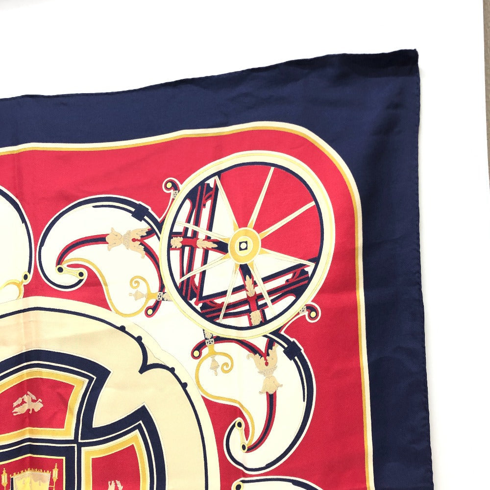 HERMES scarf silk Navy Carre90 George Washington's Carriage Women  d