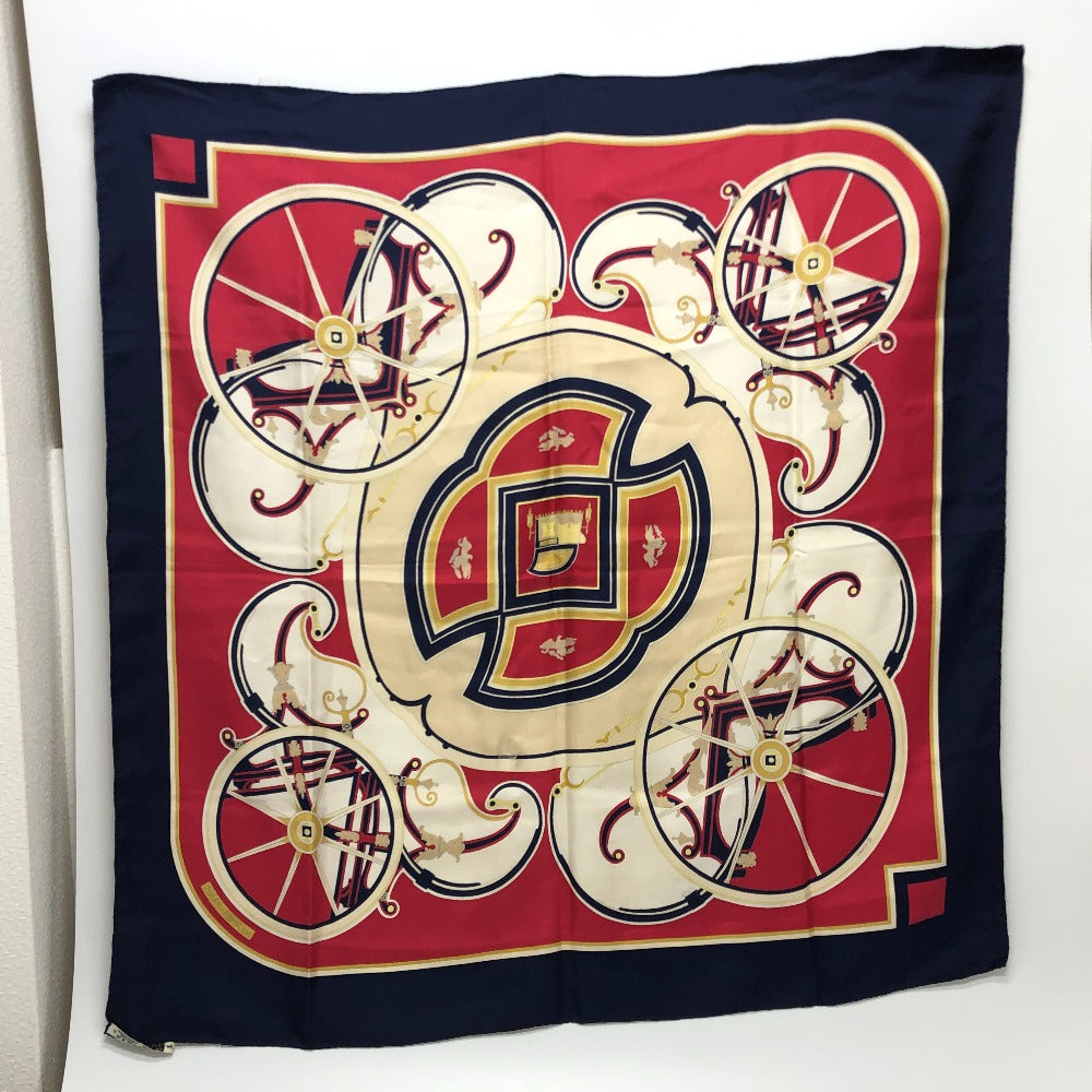 HERMES scarf silk Navy Carre90 George Washington's Carriage Women  d