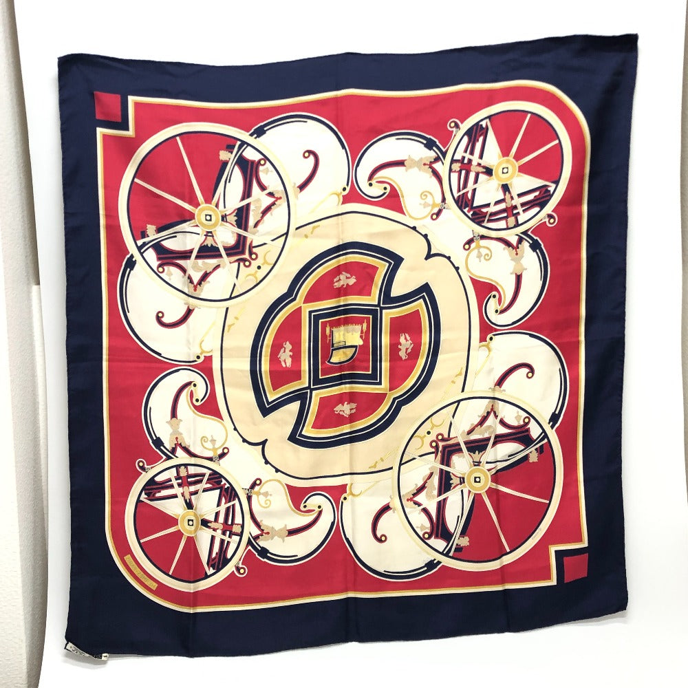 HERMES scarf silk Navy Carre90 George Washington's Carriage Women  d
