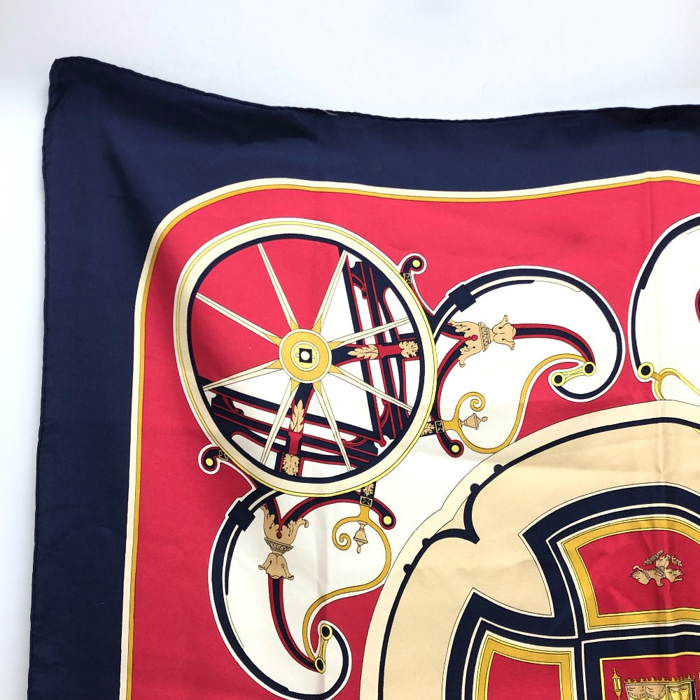 HERMES scarf silk Navy Carre90 George Washington's Carriage Women  d