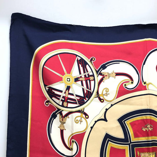 HERMES scarf silk Navy Carre90 George Washington's Carriage Women  d