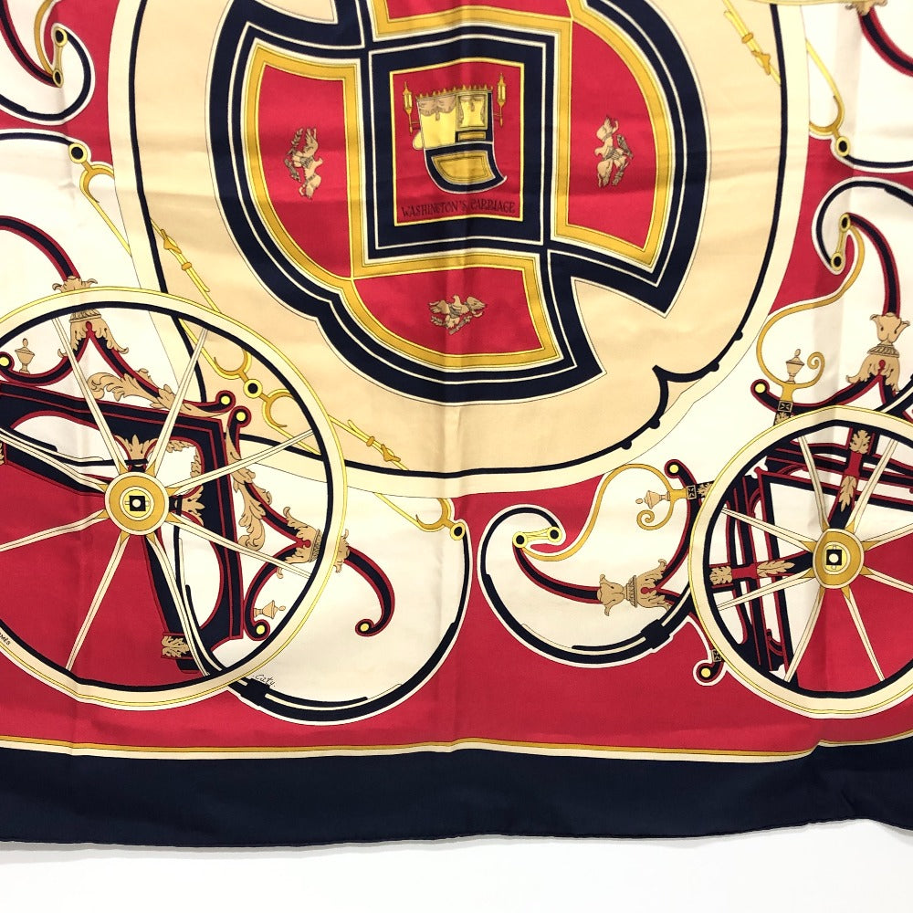 HERMES scarf silk Navy Carre90 George Washington's Carriage Women  d
