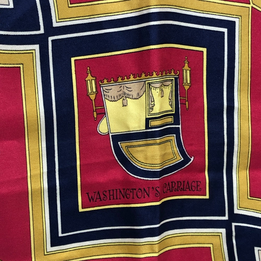 HERMES scarf silk Navy Carre90 George Washington's Carriage Women  d