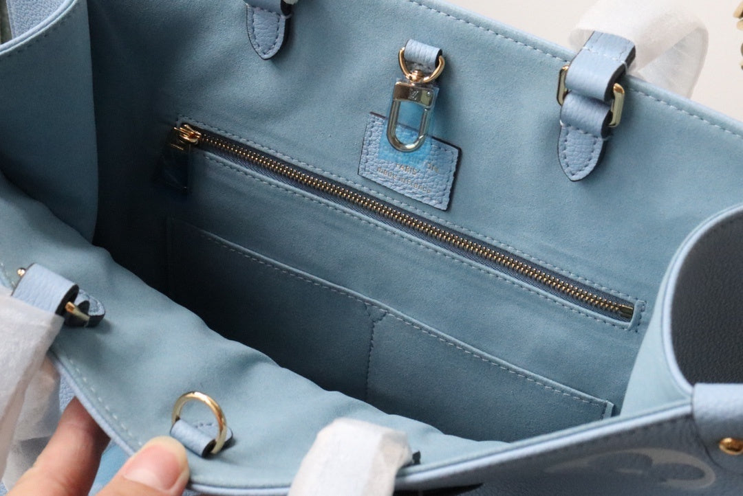 Top Quality OnTheGo MM Tote Bag Monogram Empreinte Summer Blue For The Pool Collection, Women Handbags 13.8in/35cm Top Quality M45718