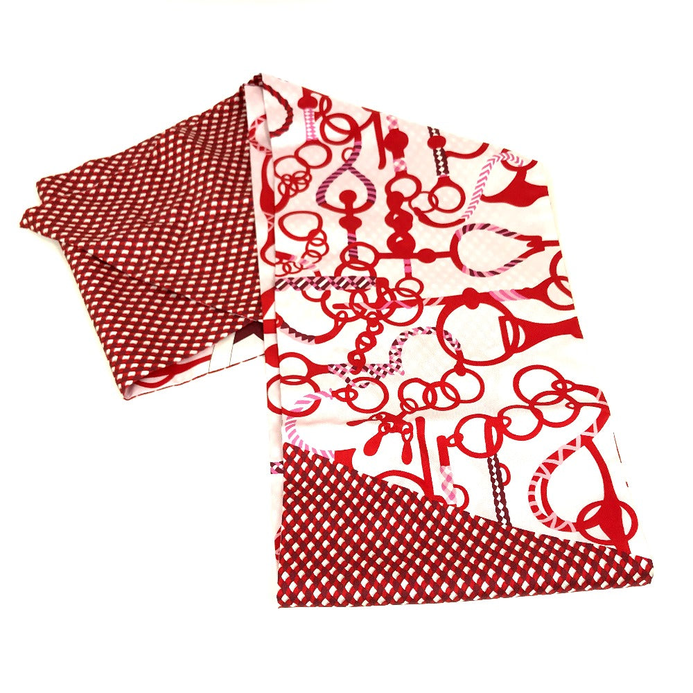 HERMES scarf silk Red bandeau scarf Maxi Twilly Women  d
