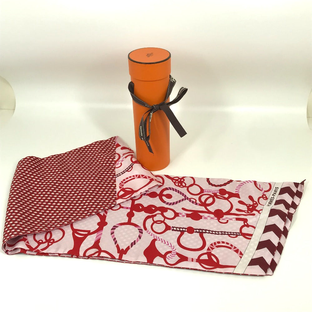 HERMES scarf silk Red bandeau scarf Maxi Twilly Women  d