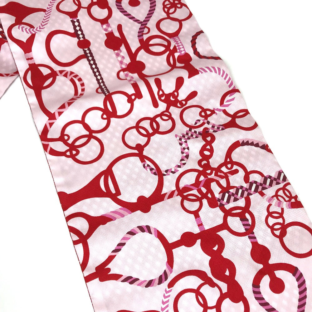 HERMES scarf silk Red bandeau scarf Maxi Twilly Women  d