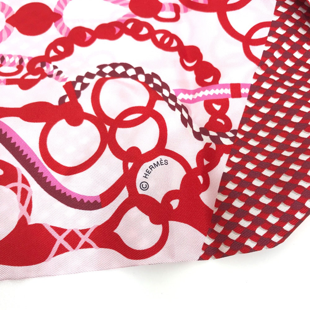 HERMES scarf silk Red bandeau scarf Maxi Twilly Women  d