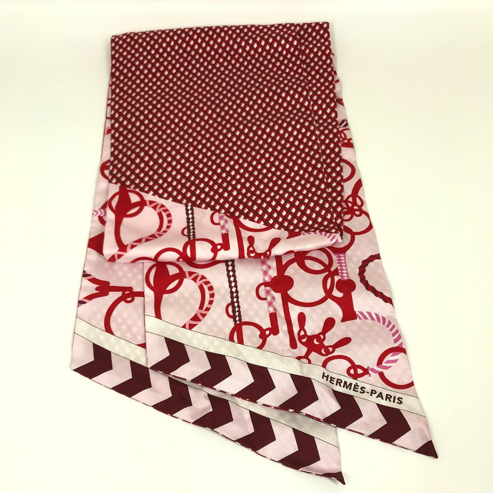 HERMES scarf silk Red bandeau scarf Maxi Twilly Women  d