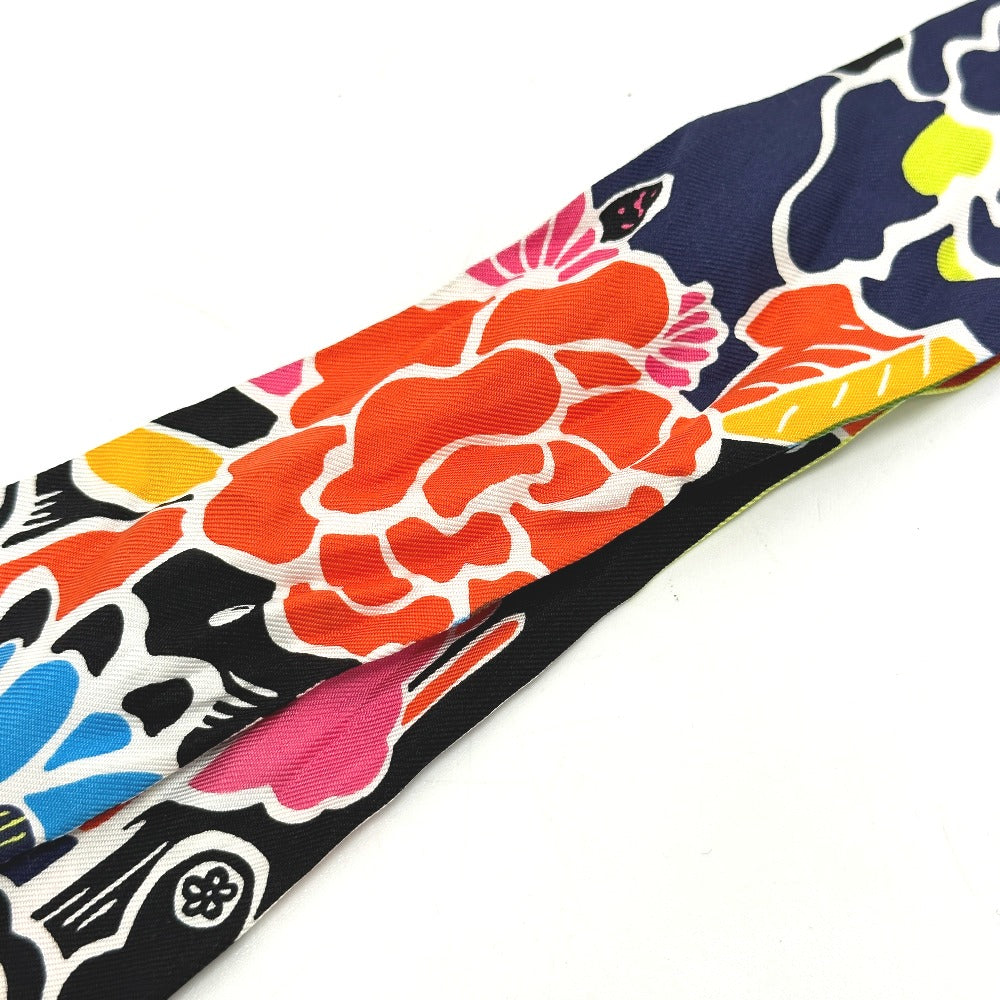 HERMES scarf silk multicolor flour Bingata Bingata Women  d