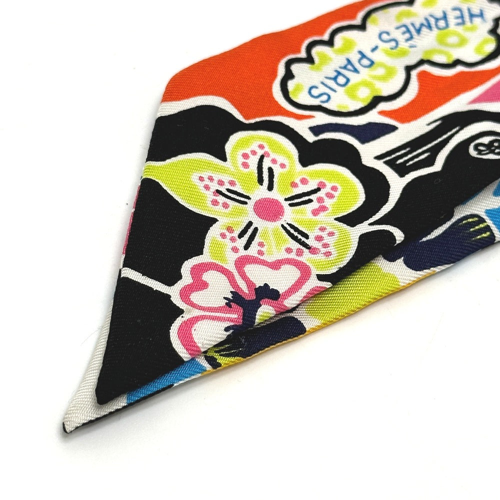 HERMES scarf silk multicolor flour Bingata Bingata Women  d