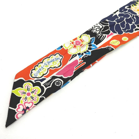 HERMES scarf silk multicolor flour Bingata Bingata Women  d