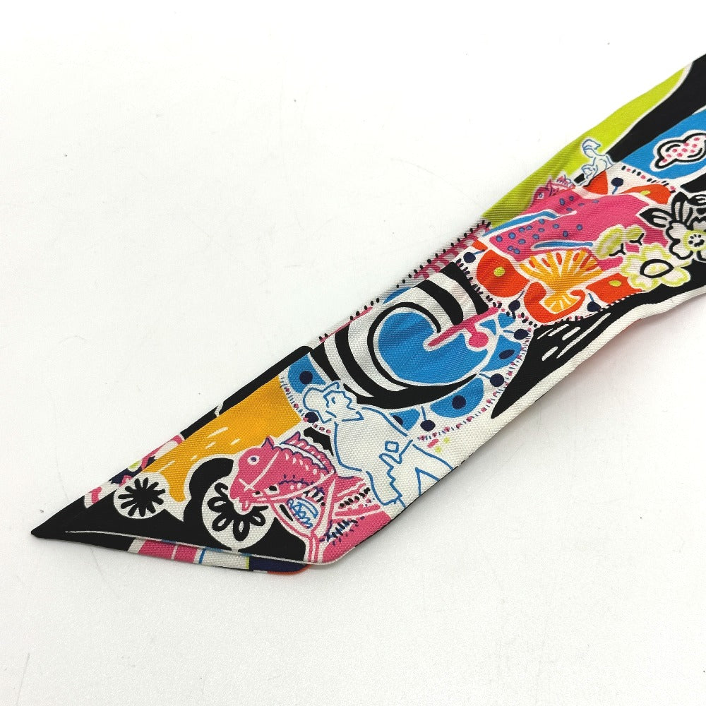 HERMES scarf silk multicolor flour Bingata Bingata Women  d
