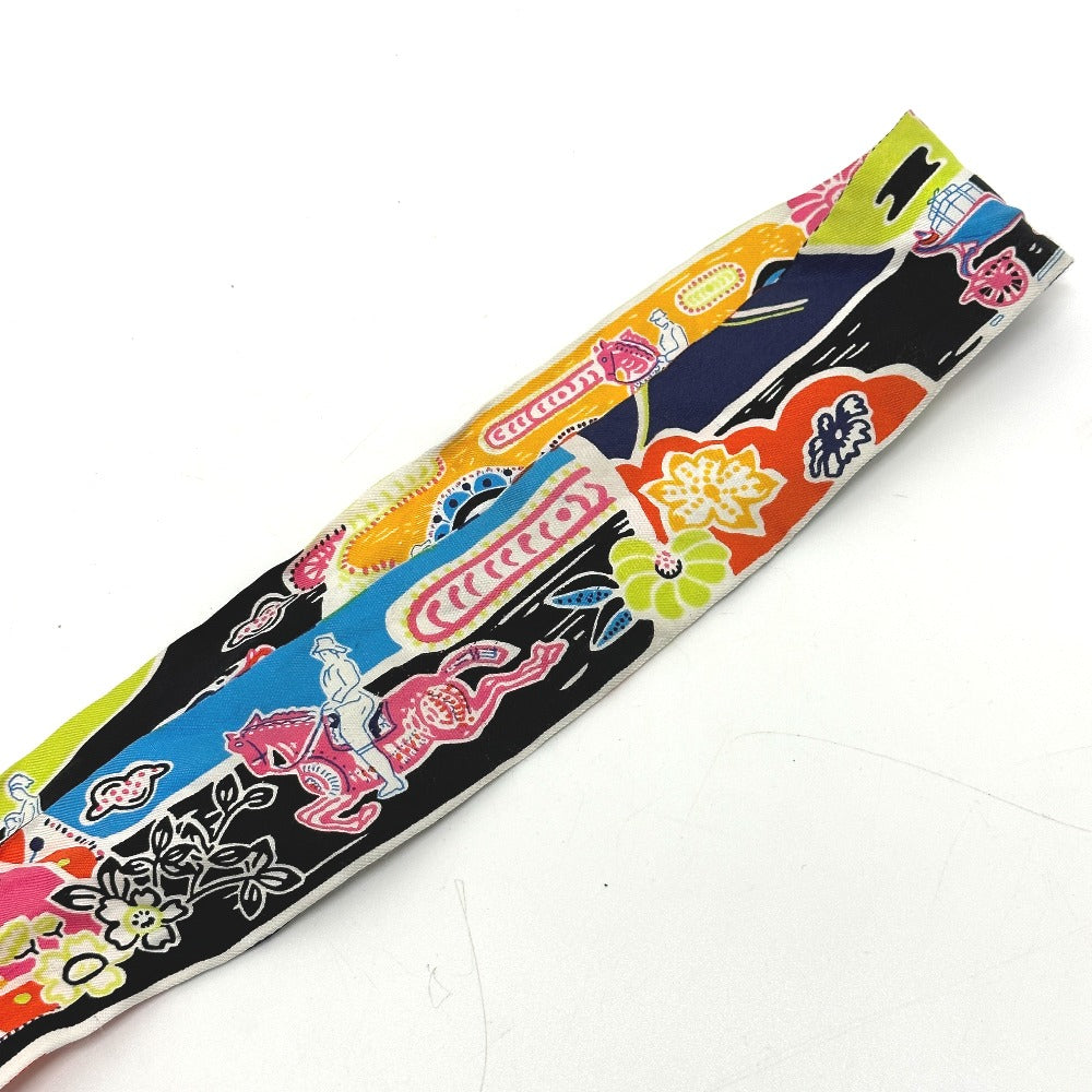 HERMES scarf silk multicolor flour Bingata Bingata Women  d