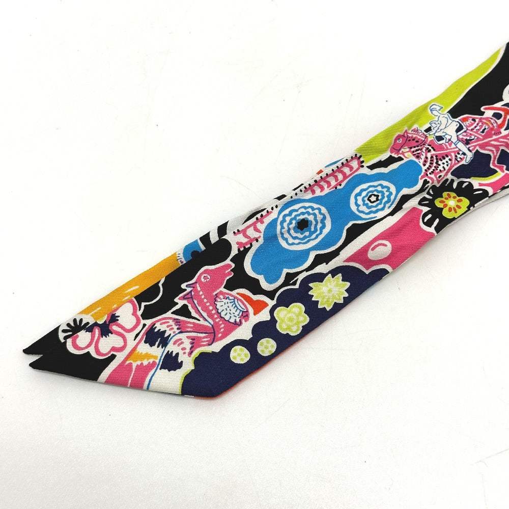 HERMES scarf silk multicolor flour Bingata Bingata Women  d