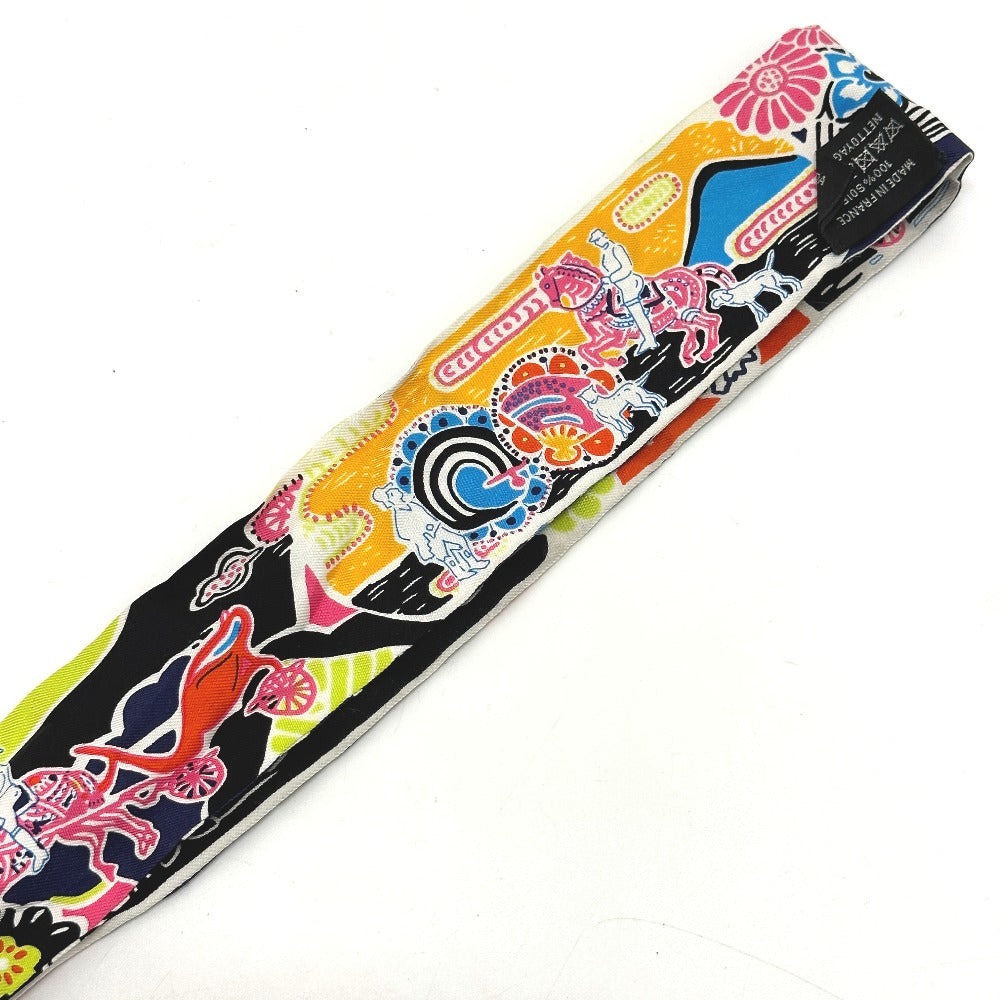 HERMES scarf silk multicolor flour Bingata Bingata Women  d