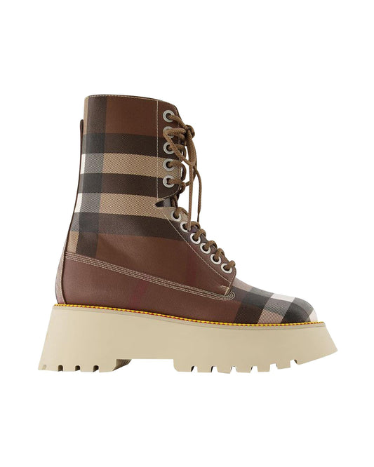 Burberry Check Pattern LaceUp Boots Women Print | Tartan Ankle Boots