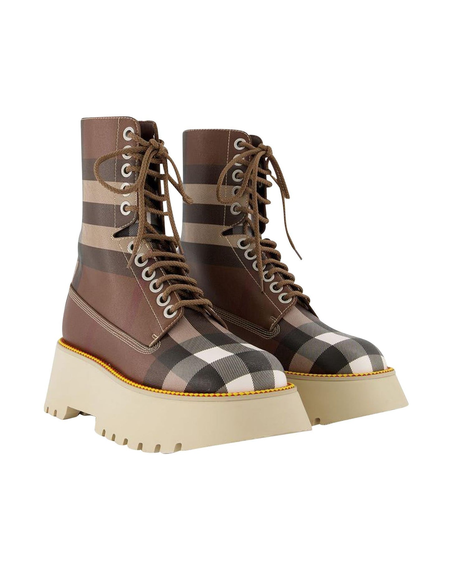 Burberry Check Pattern LaceUp Boots Women Print | Tartan Ankle Boots