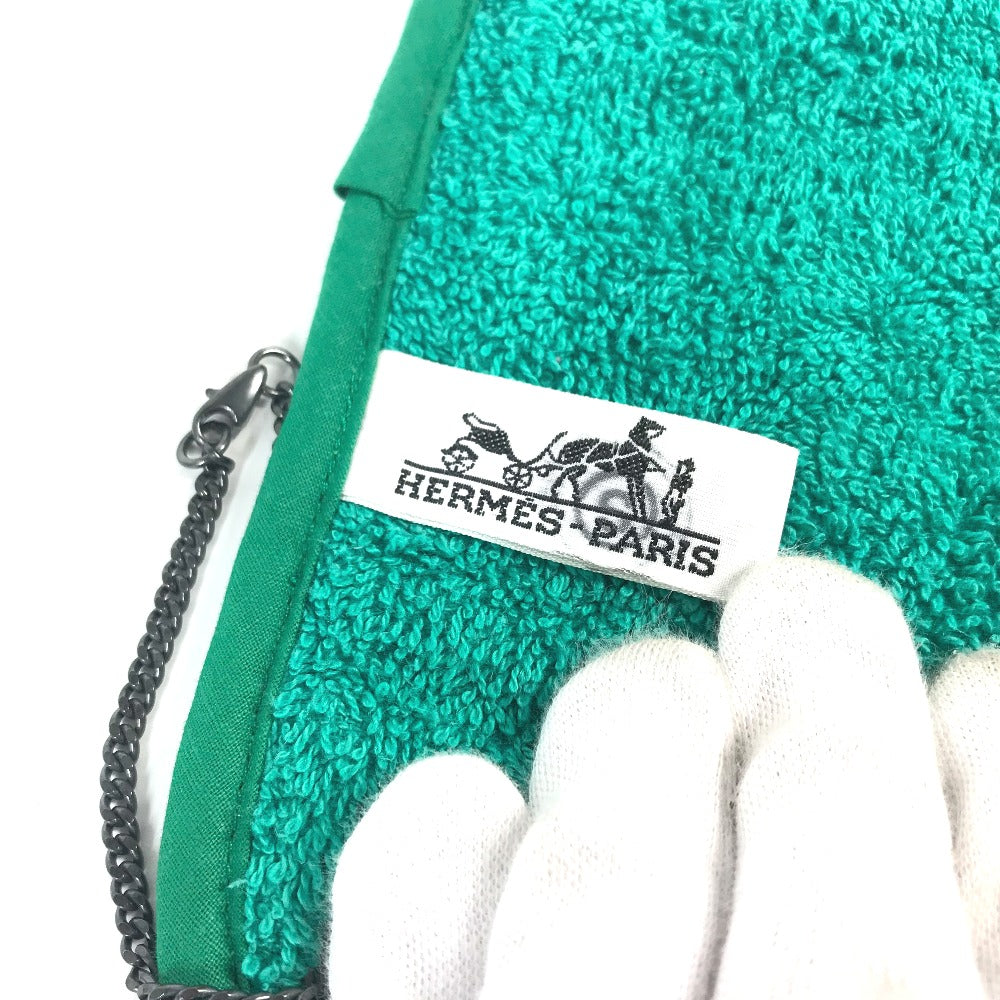 HERMES towel cotton green vintage Bird pattern Women  d
