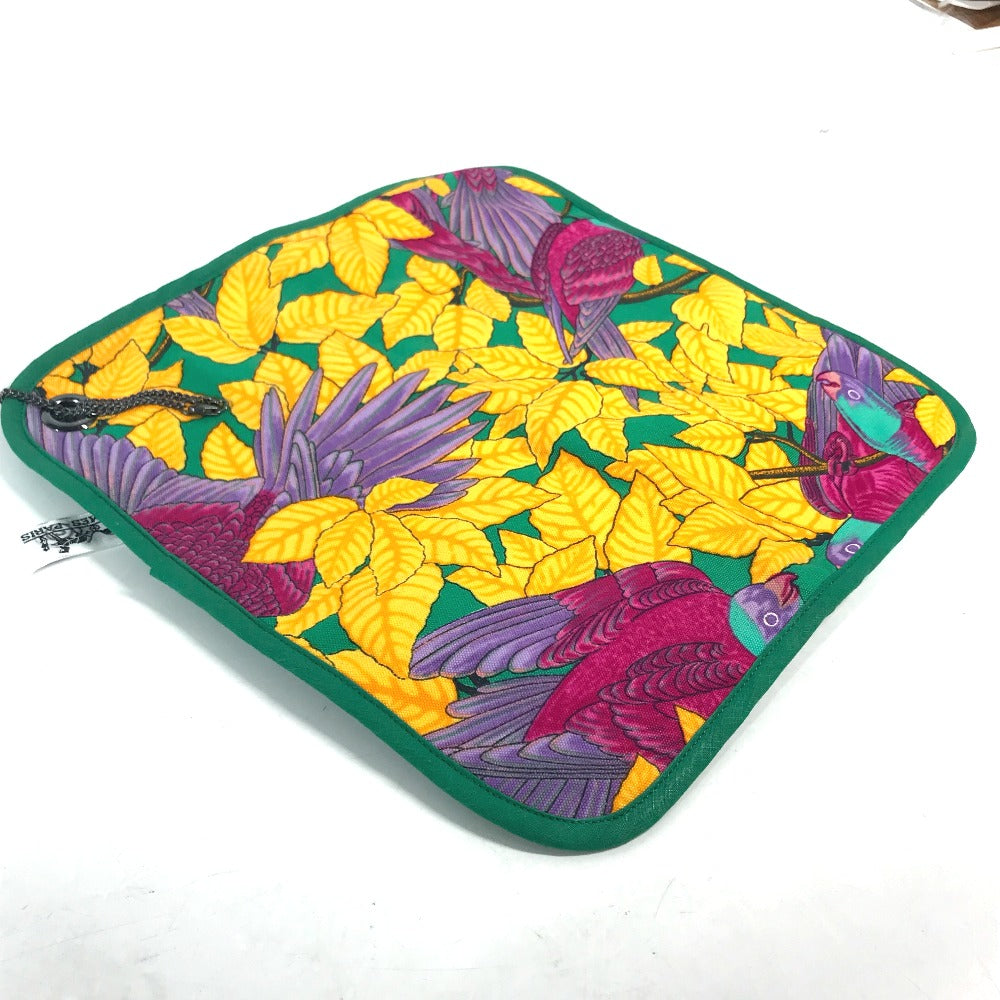 HERMES towel cotton green vintage Bird pattern Women  d
