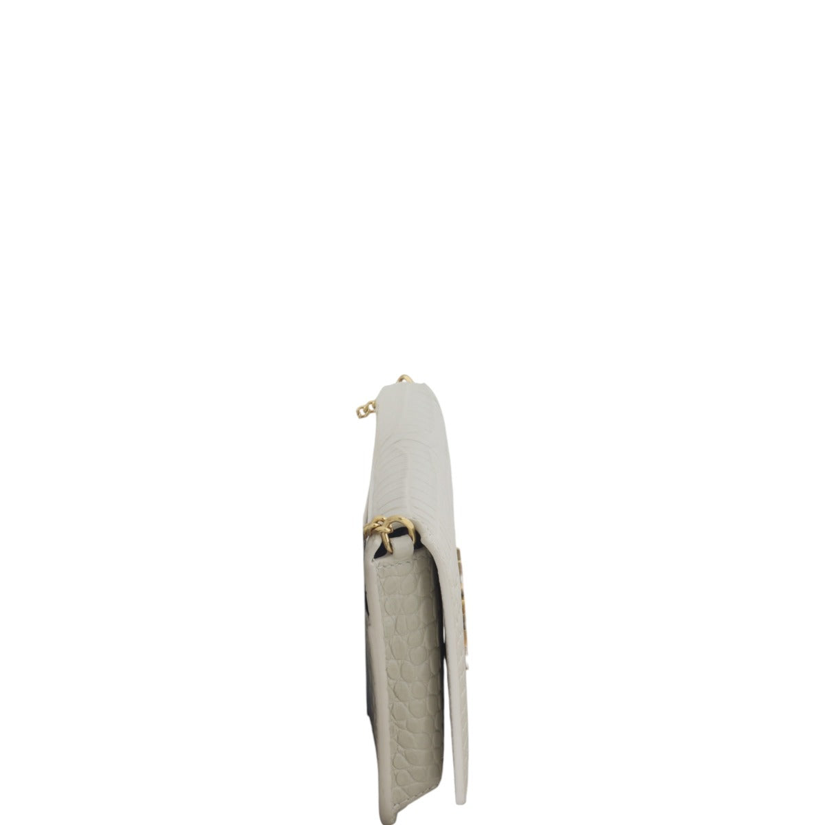 Saint Laurent Cassandre Phone Holder on Chain Croc Embossed
