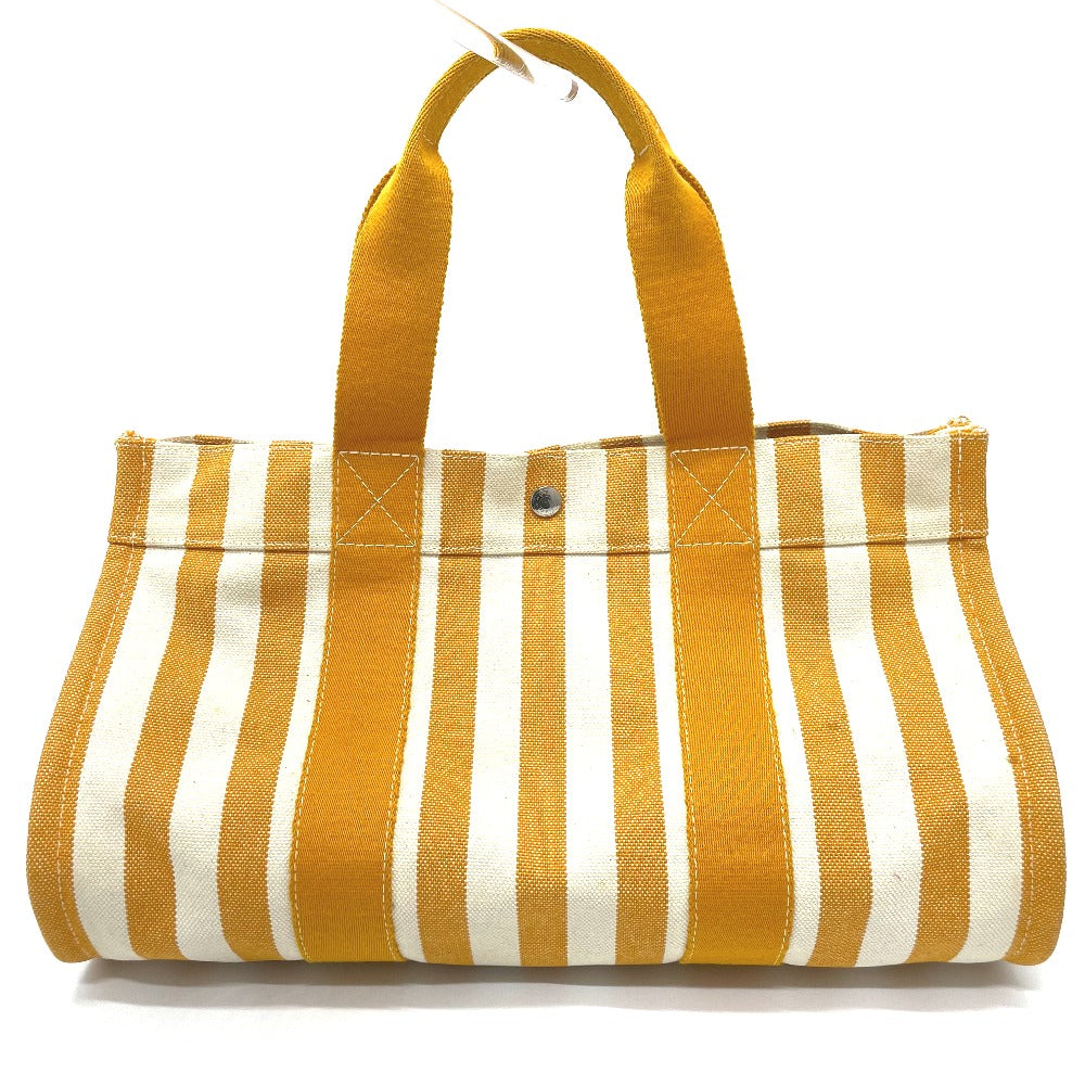 HERMES Tote Bag cotton Orange Cannes border Women  d