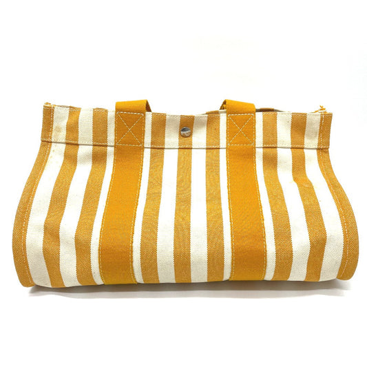 HERMES Tote Bag cotton Orange Cannes border Women  d