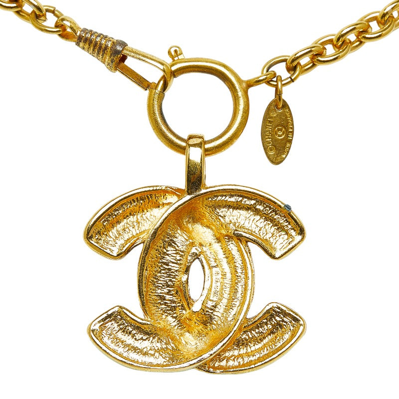 Chanel Coco Mark Logo Gold Plated Necklace