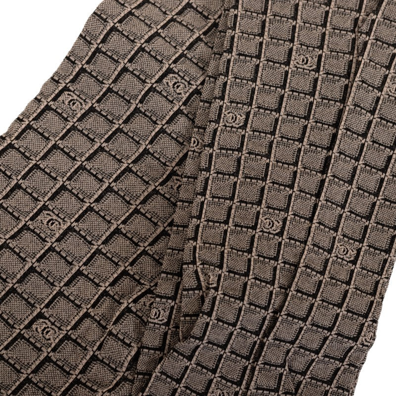 Chanel Block Check Coco Mark Tights Gray Cotton