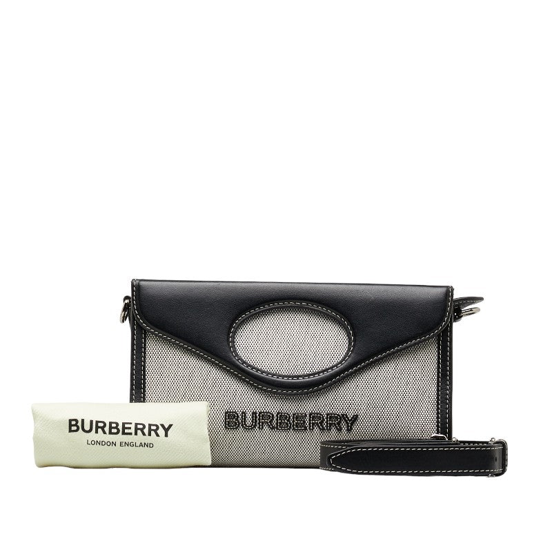 Burberry Logo Horseferry Cotton Canvas Leather 2way Bag