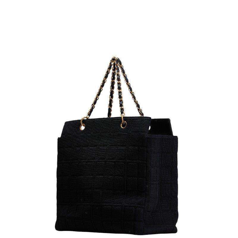 Chanel Coco Mark Choco Bar Canvas Leather Tote Bag