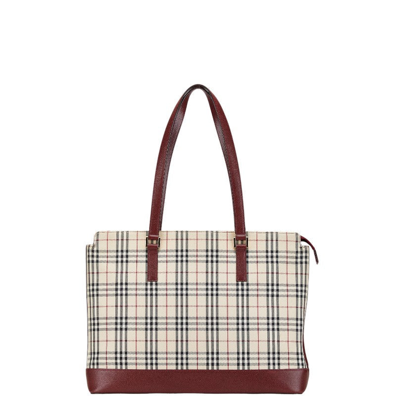 Burberry Nova Check Canvas Leather Tote Bag