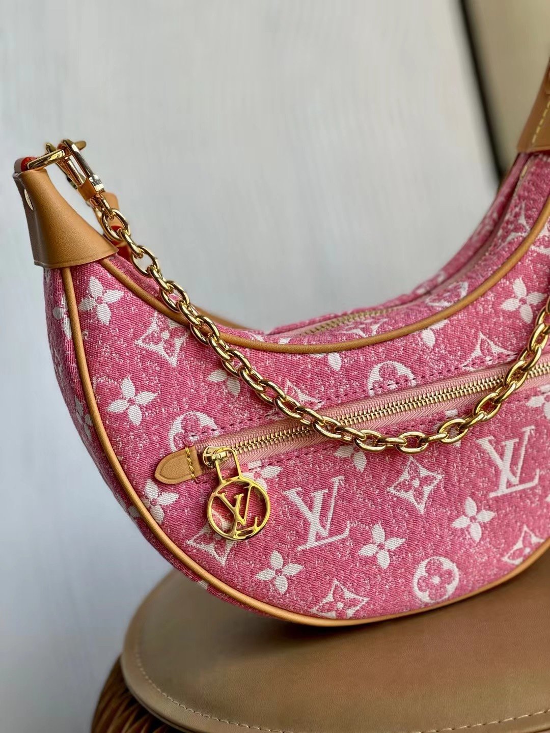 Top Quality Loop Denim Pink For Women,  Shoulder Bags 9.1in/23cm Top Quality