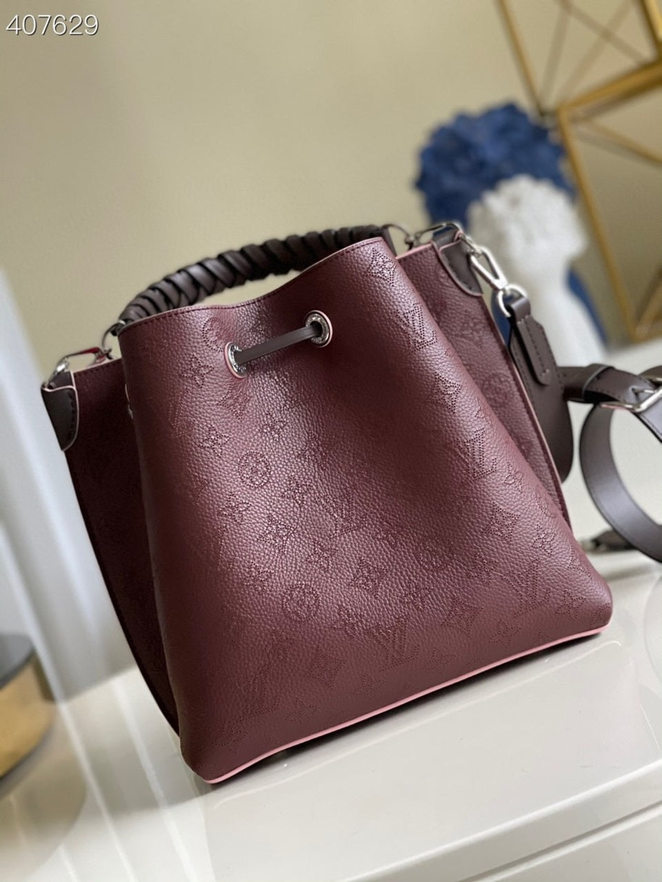 Top Quality Muria Bucket Bag For Women, Womens Handbags, Shoulder And Crossbody Bags Burgundy 9.8in/25cm Top Quality