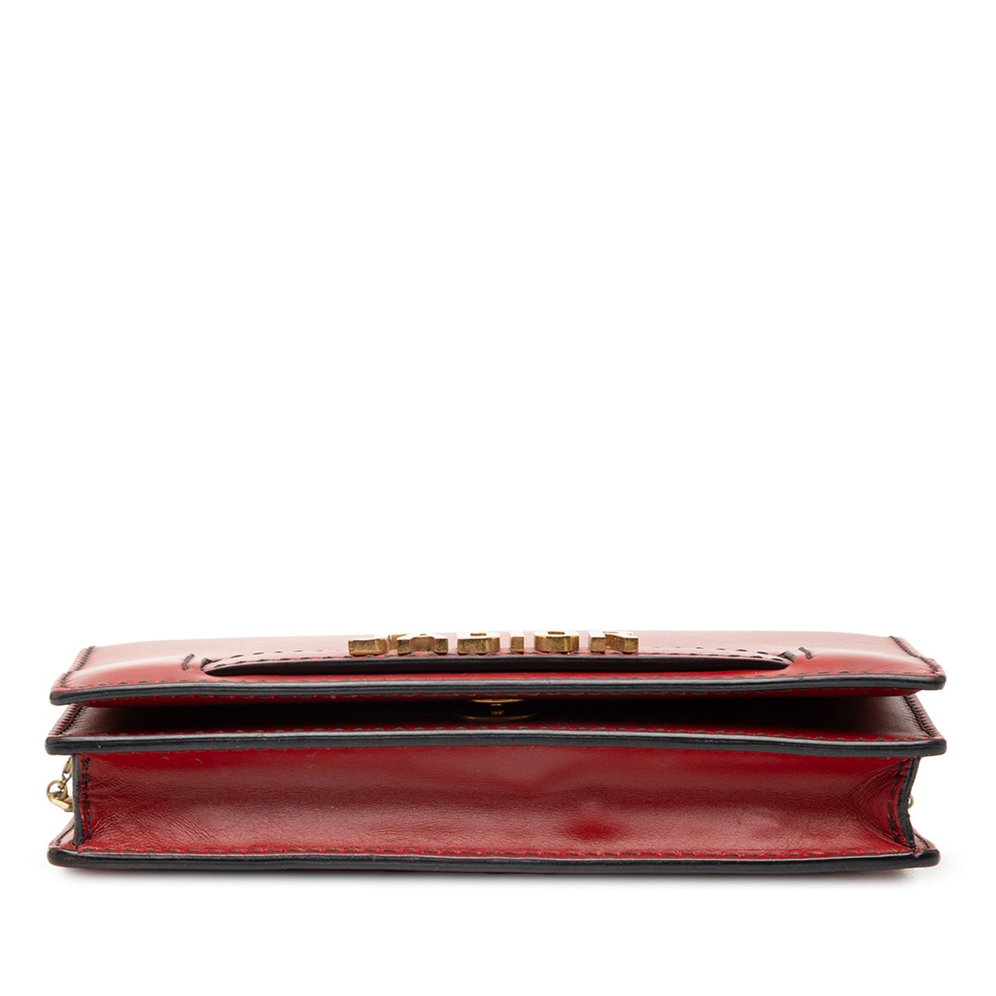 Red Dior Calfskin J Adior Wallet On Chain Crossbody Bag