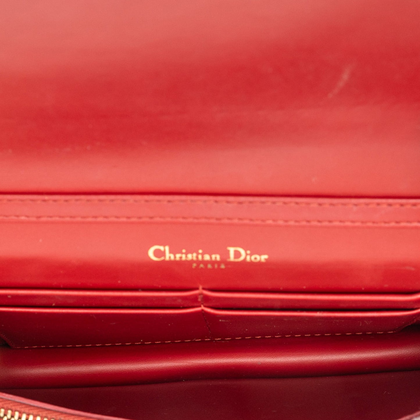 Red Dior Calfskin J Adior Wallet On Chain Crossbody Bag