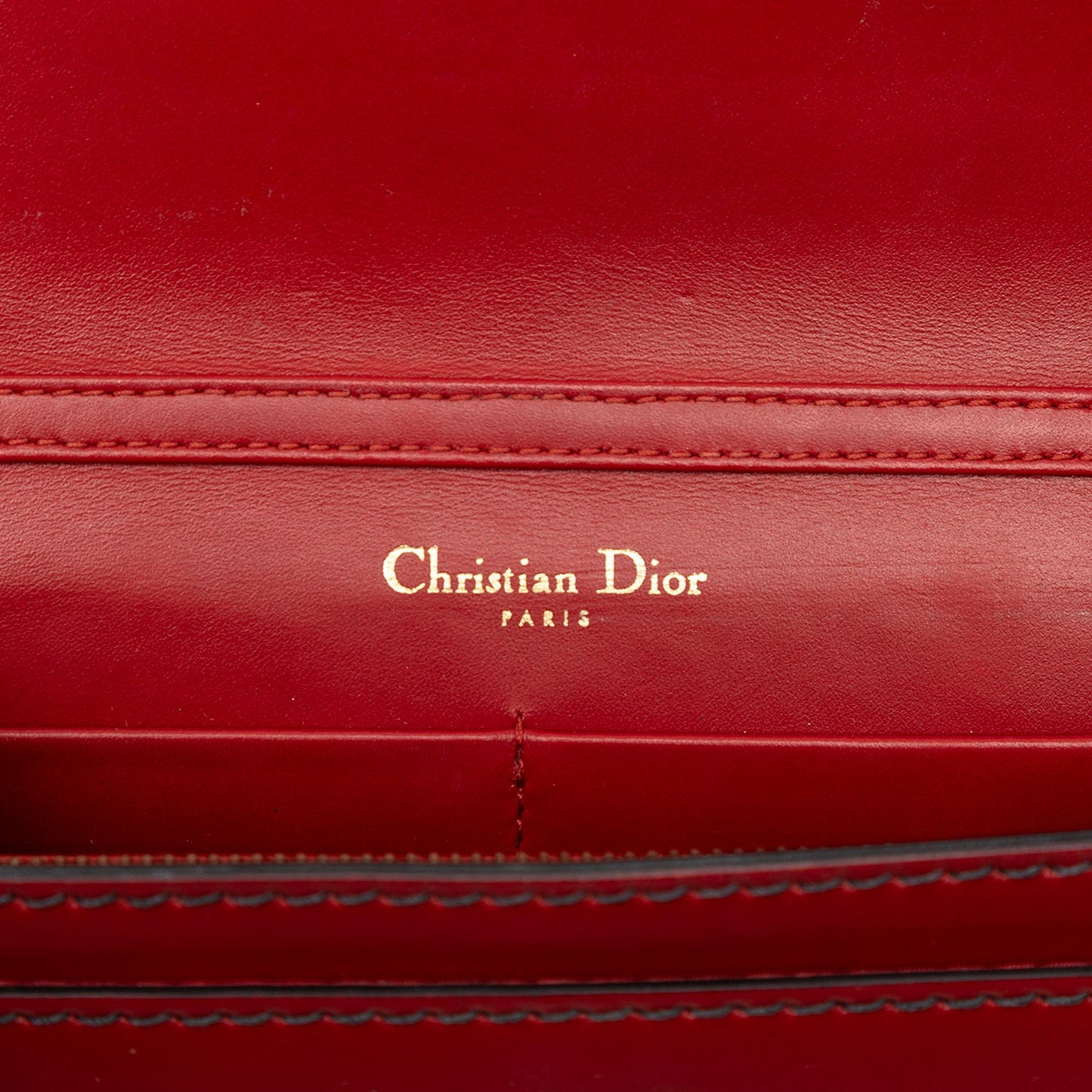 Red Dior Calfskin J Adior Wallet On Chain Crossbody Bag