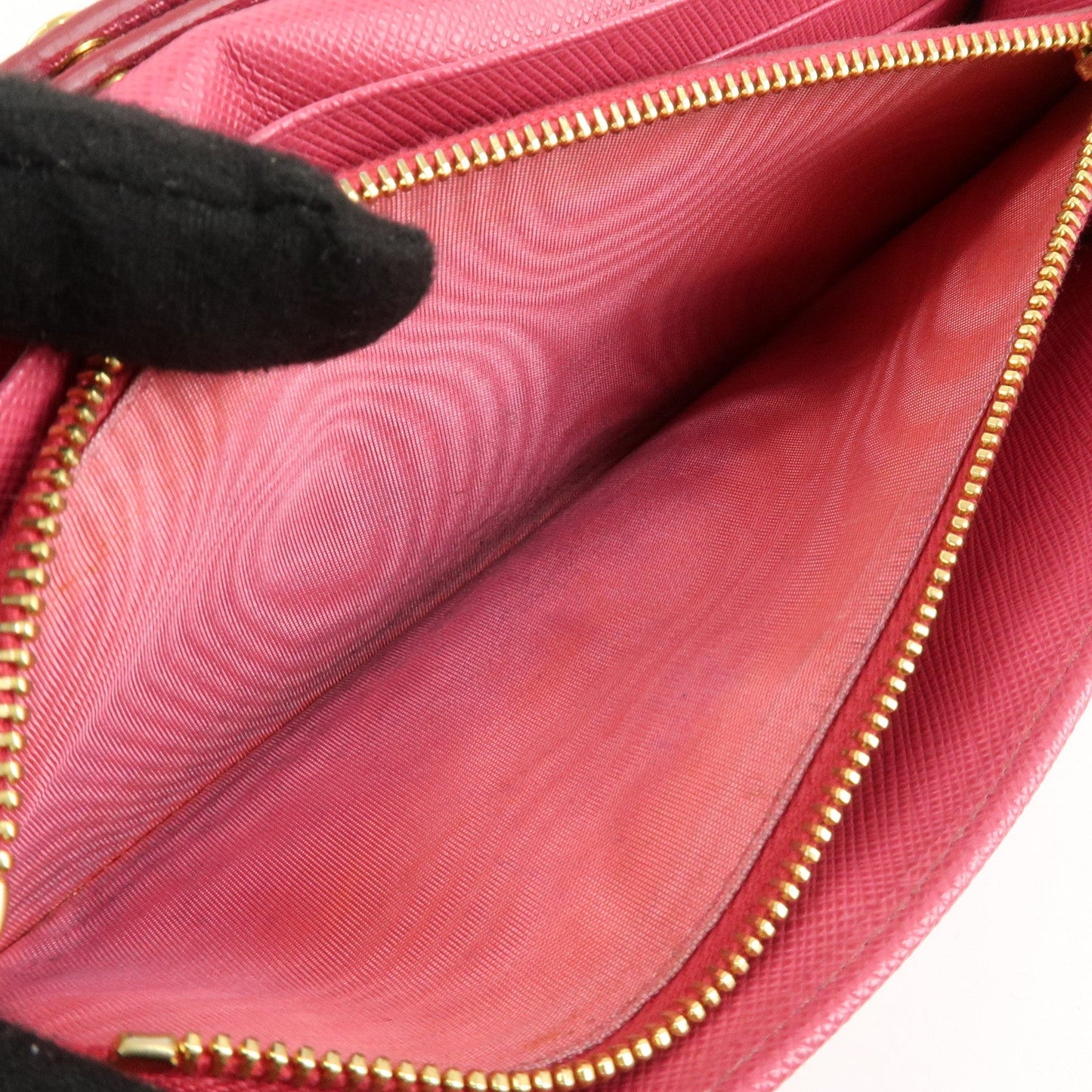PRADA Saffiano Metal Chain Wallet Shoulder Bag Pink 1DH002  d